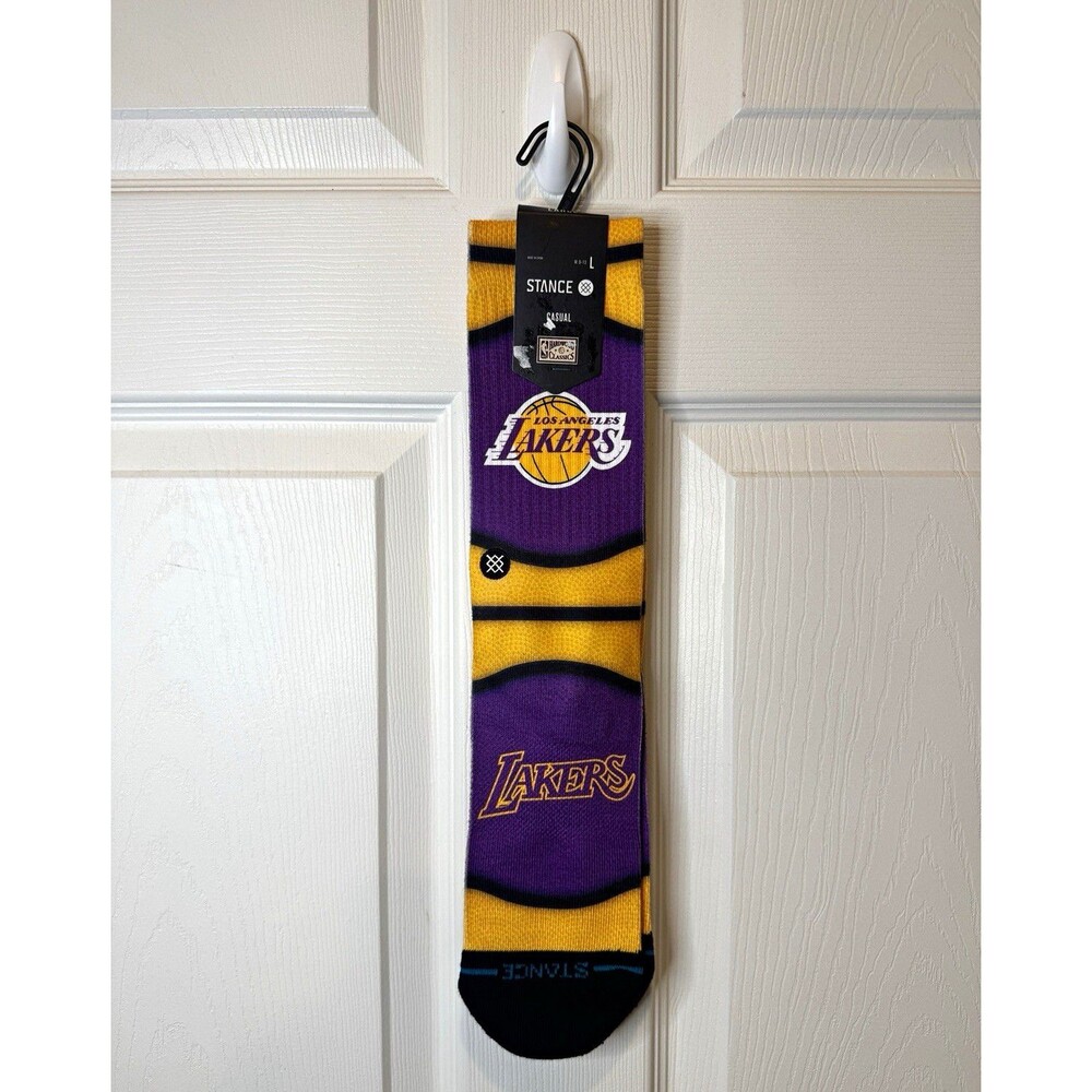 Stance Los Angeles Lakers NBA Socks Size L Purple/Gold/Black Officially Licensed